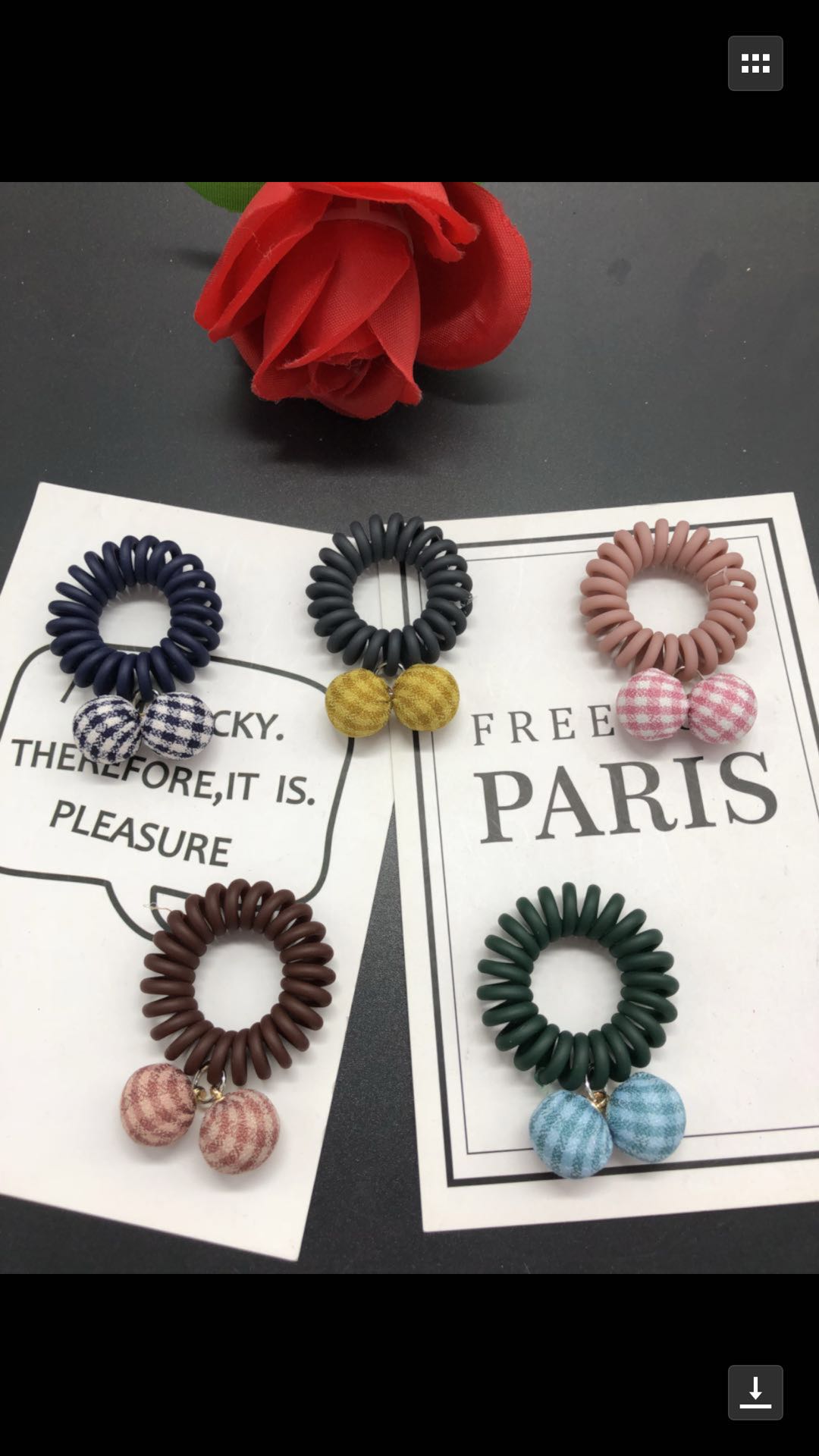 Korean-style fashionable girls' trend double cloth ball telephone line rubber band