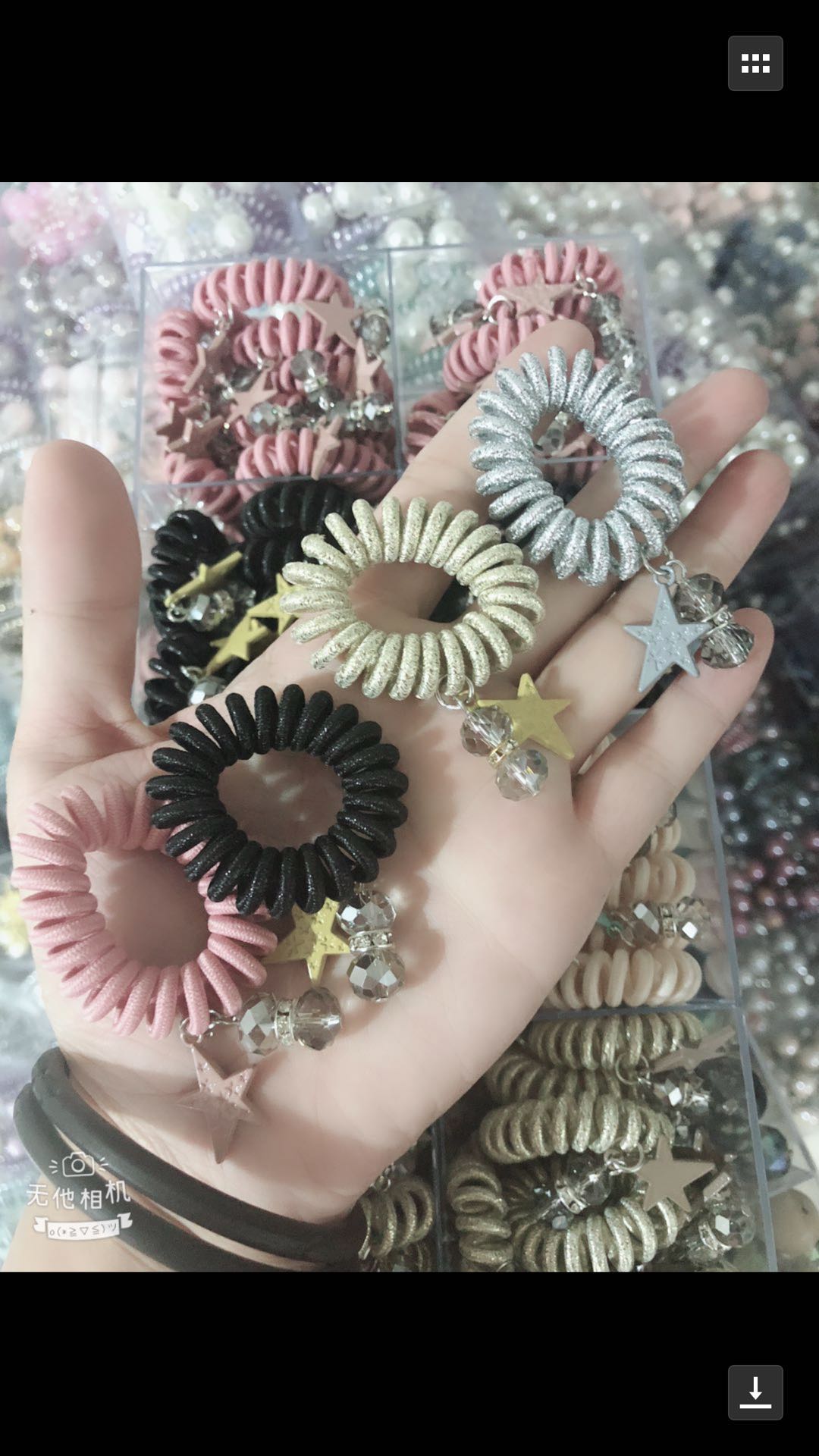 Korean version of fashionable girls' trend five-star crystal telephone line rubber band