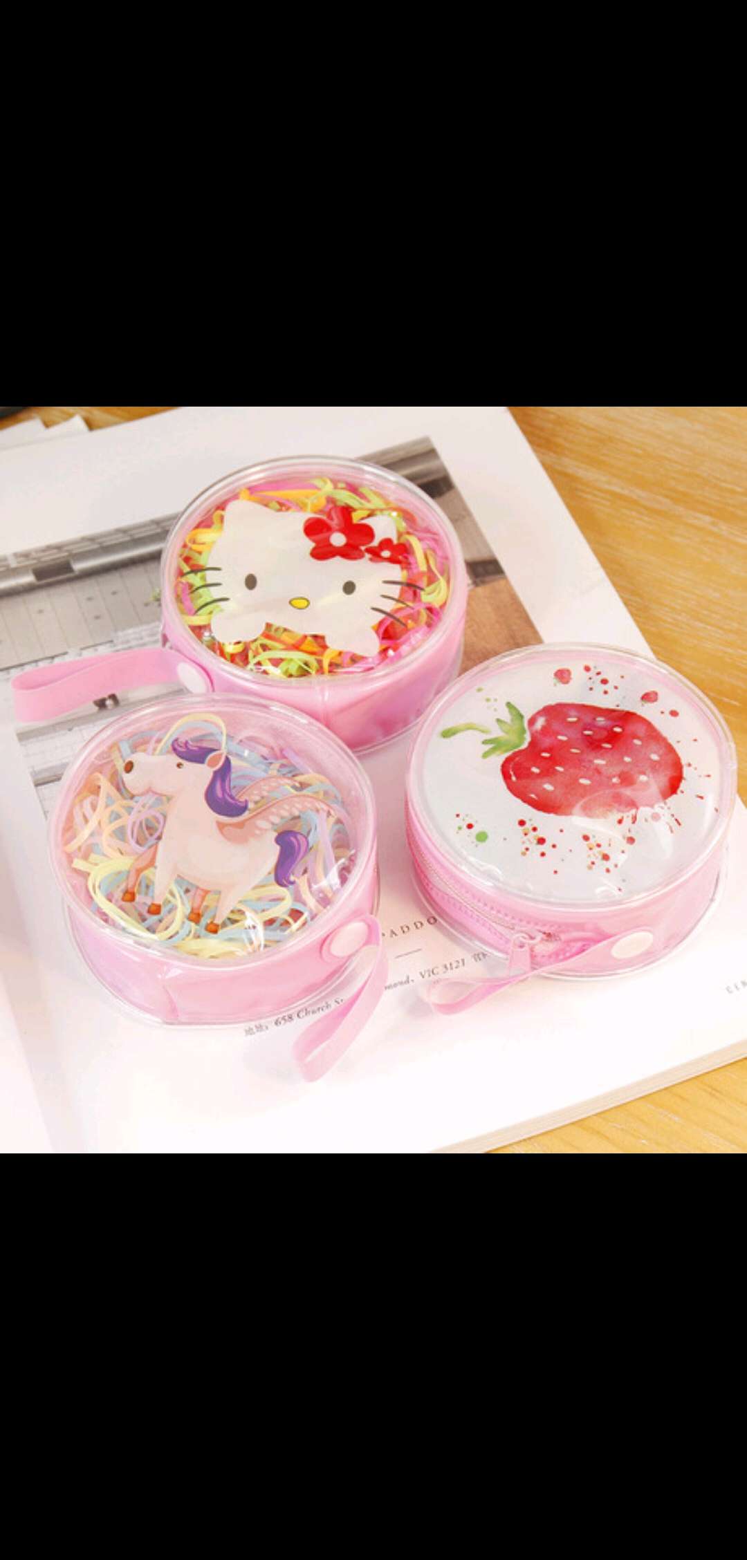 Korean version children's rubber band, cute disposable zipper rubber band, won't damage the hair of infants and children, transparent bag, base hair band undefined