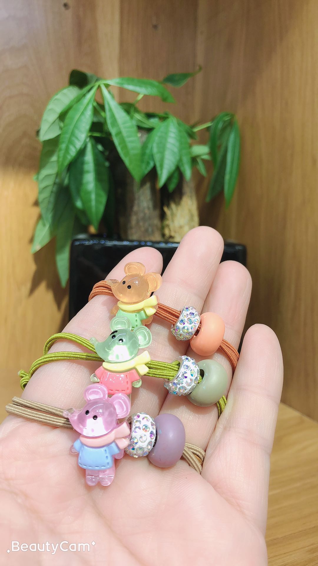 Korean-style fashionable girls' trendy diamond-ring cartoon rubber band