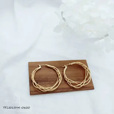 Korean version of the fashionable temperament mist gold hollow earrings ring thumbnail