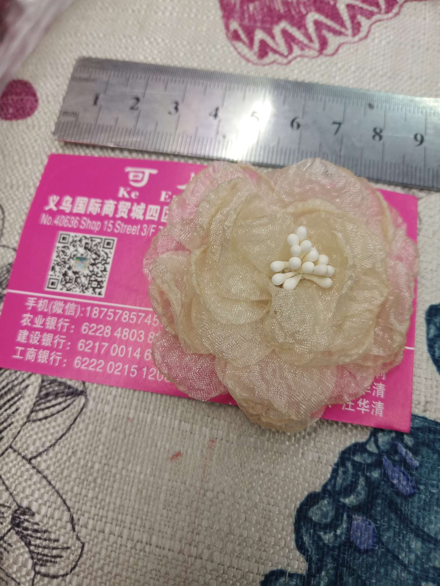 布花手工花烧花鞋花饰品装饰配件服装辅料头饰发箍手花包装工艺品帽饰项链耳钉2色现货产品图