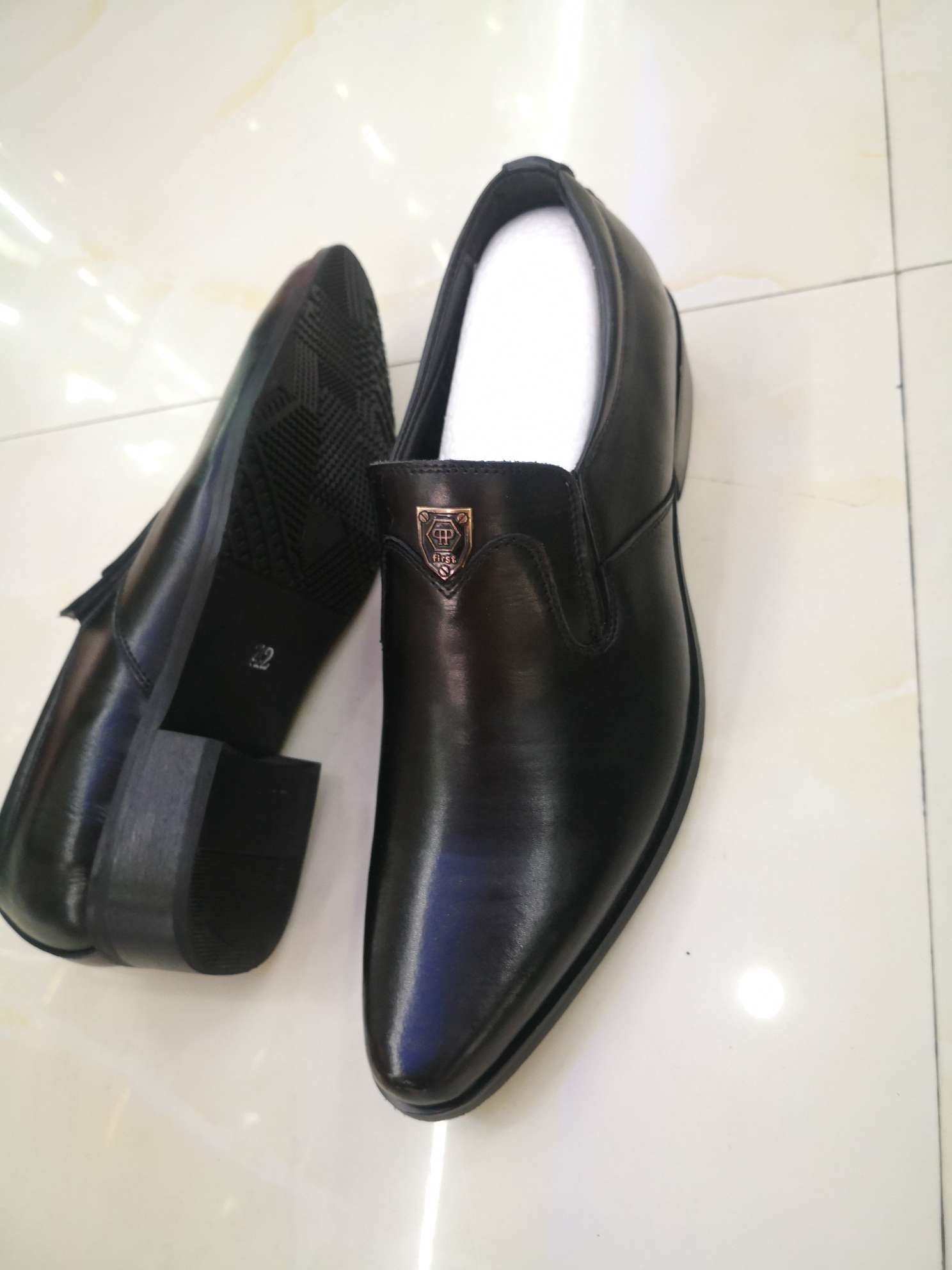 外贸原单库存现货欧美款式男鞋皮鞋男真皮一脚蹬商务休闲布洛克欧版尖头鞋子详情图6