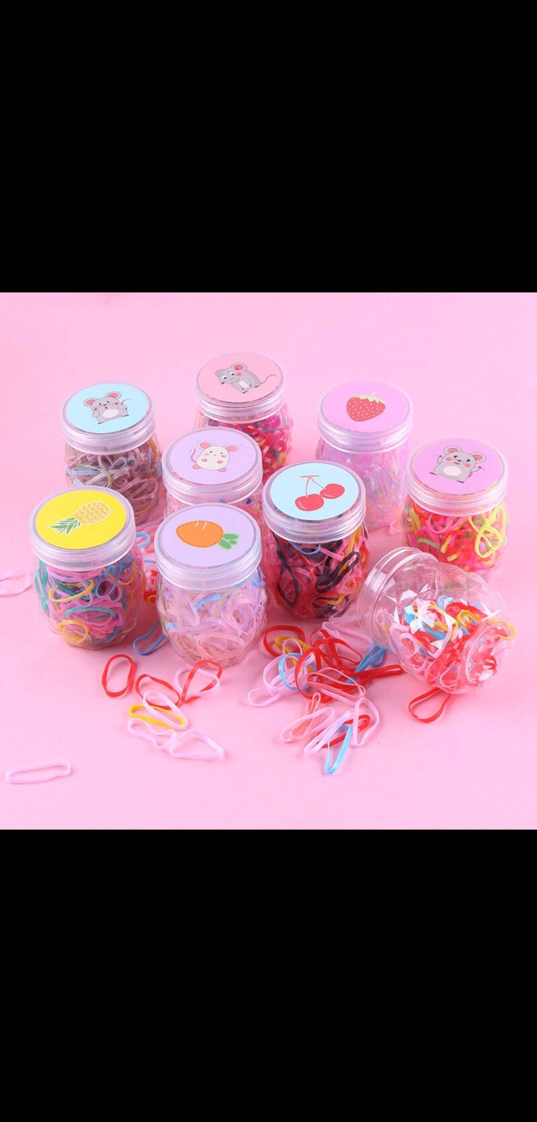 Disposable rubber bands, children's hair bands, hair accessories, pumpkin bottles, rubber bands, colored glue, two-yuan store quality recommendation mixed batch package Specification image