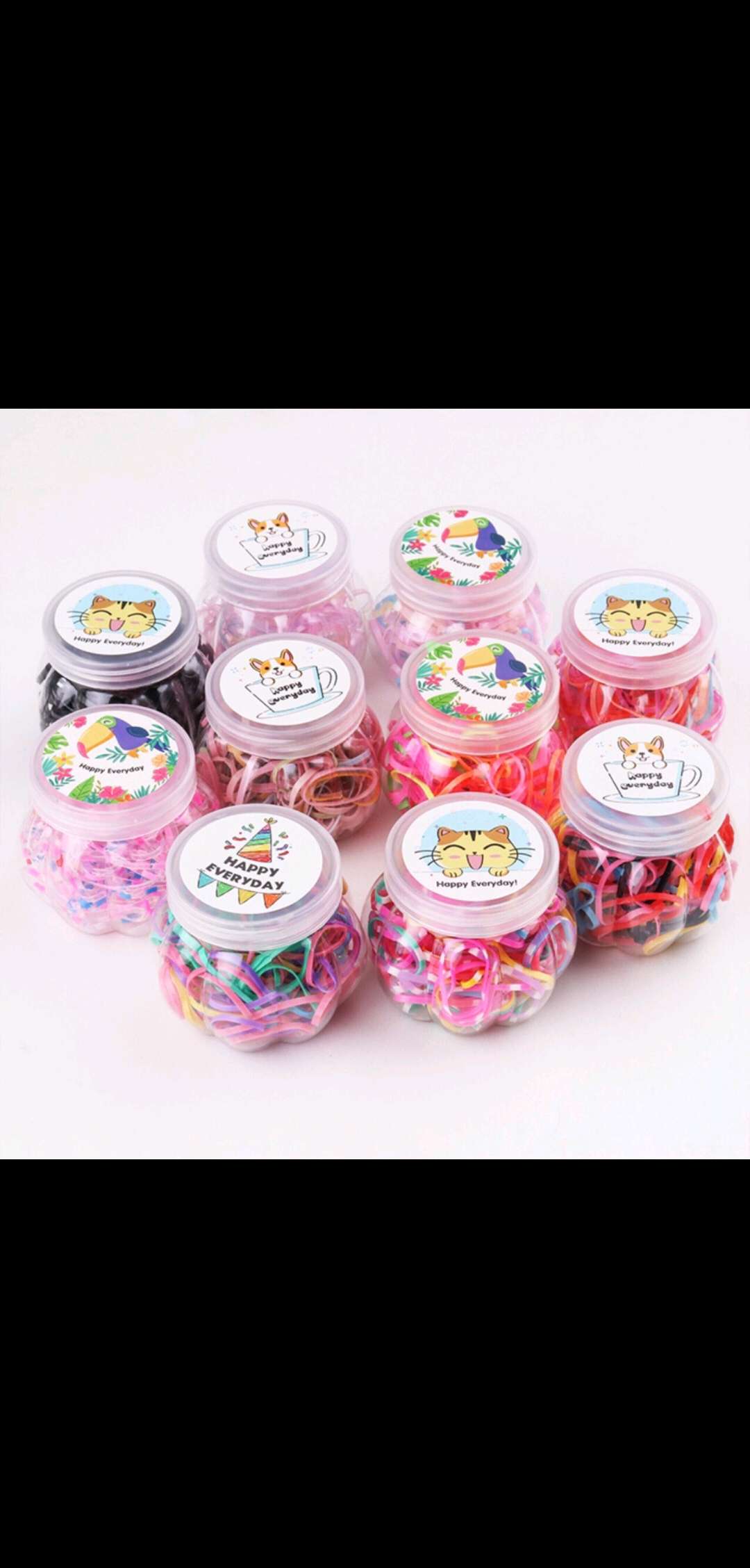 Disposable rubber bands, children's hair bands, hair accessories, pumpkin bottles, rubber bands, colored glue, two-yuan store quality recommendation mixed batch package details Picture