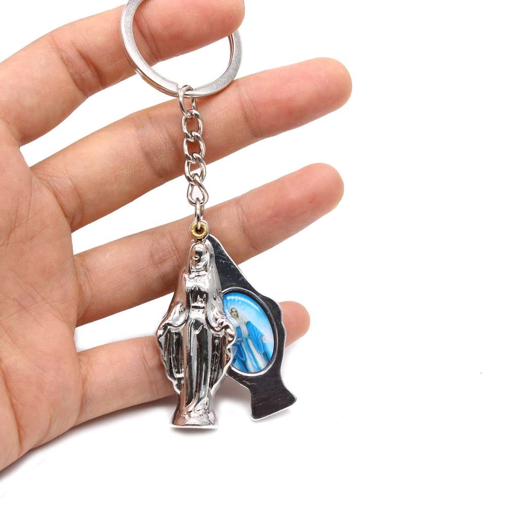 Three-dimensional Virgin Mary keychain pendant ring accessory gift details Picture