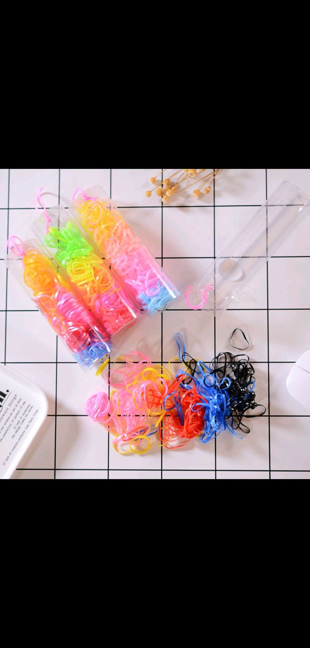 Disposable rubber band, large tube, candy-colored children's multi-color rubber band, hair band, middle tube, hair accessory ht undefined