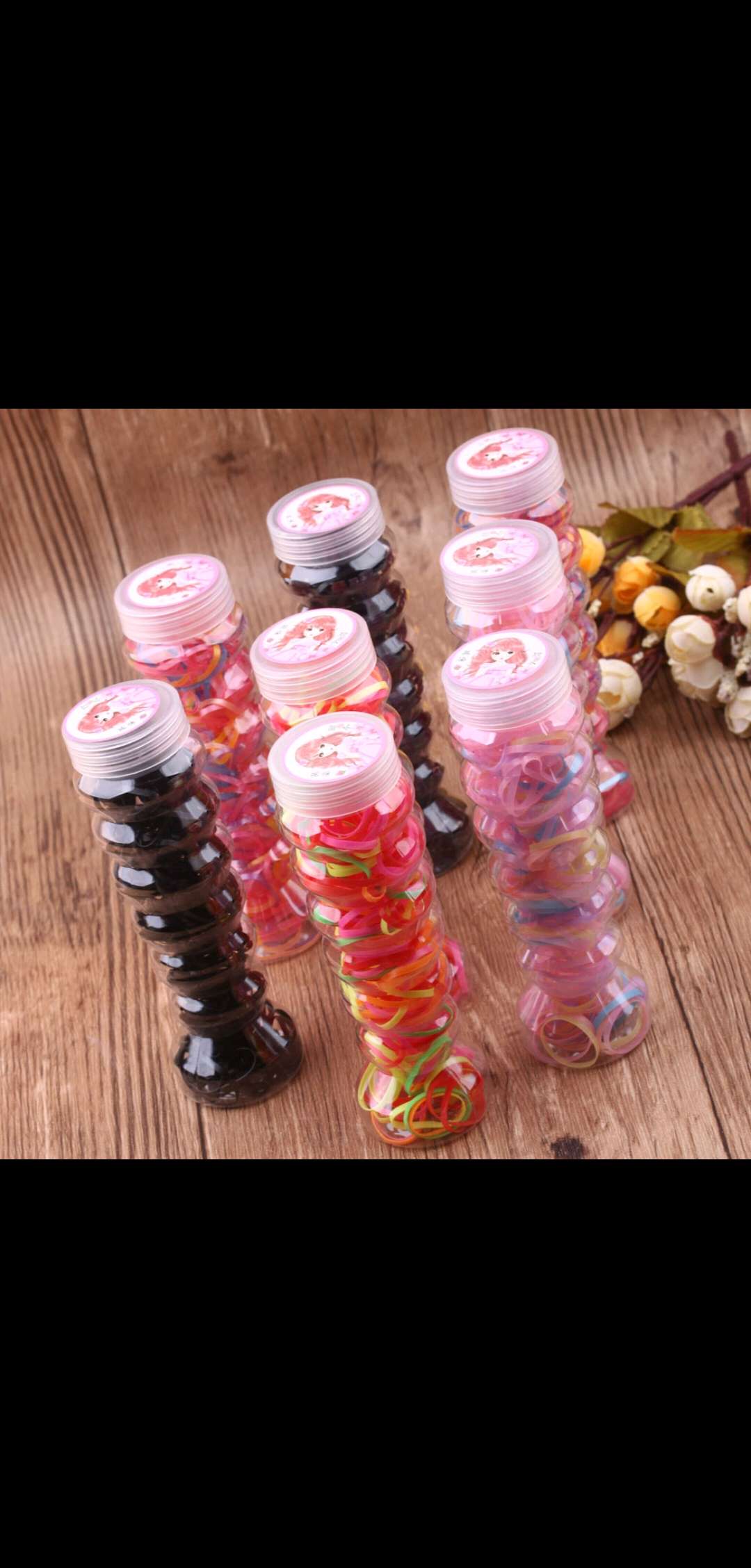 Cute portable canned disposable rubber band women's hair tie, ins Korean version hair tie, colorful children's braided hair tie details Picture