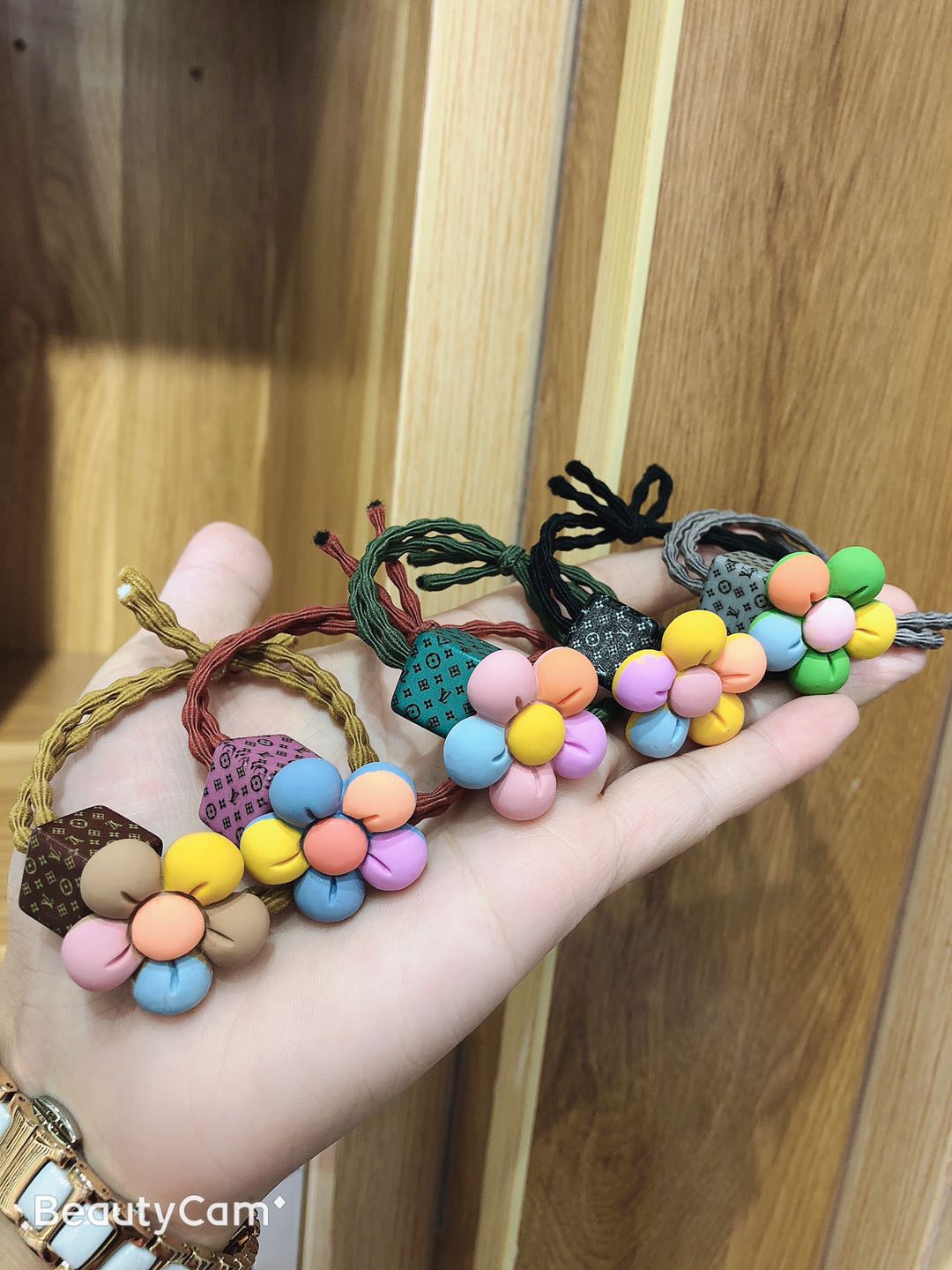 Korean-style fashionable girls' trendy colorful flower rubber bands