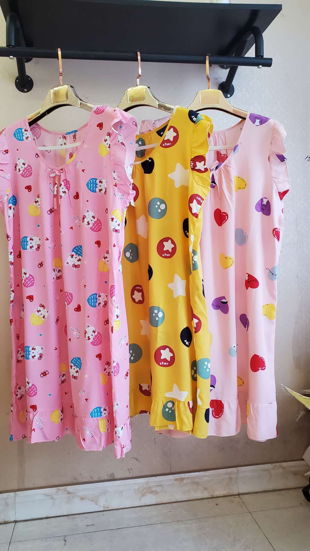 Cotton silk pajamas, nightdress, home clothing, all sizes