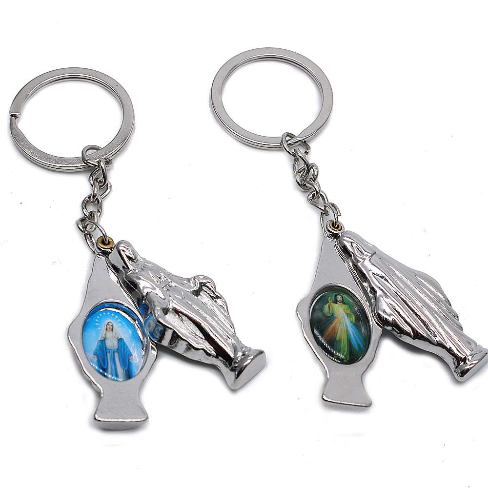 立体圣母玛利亚钥匙扣挂件圈环天主教宗教饰品礼品