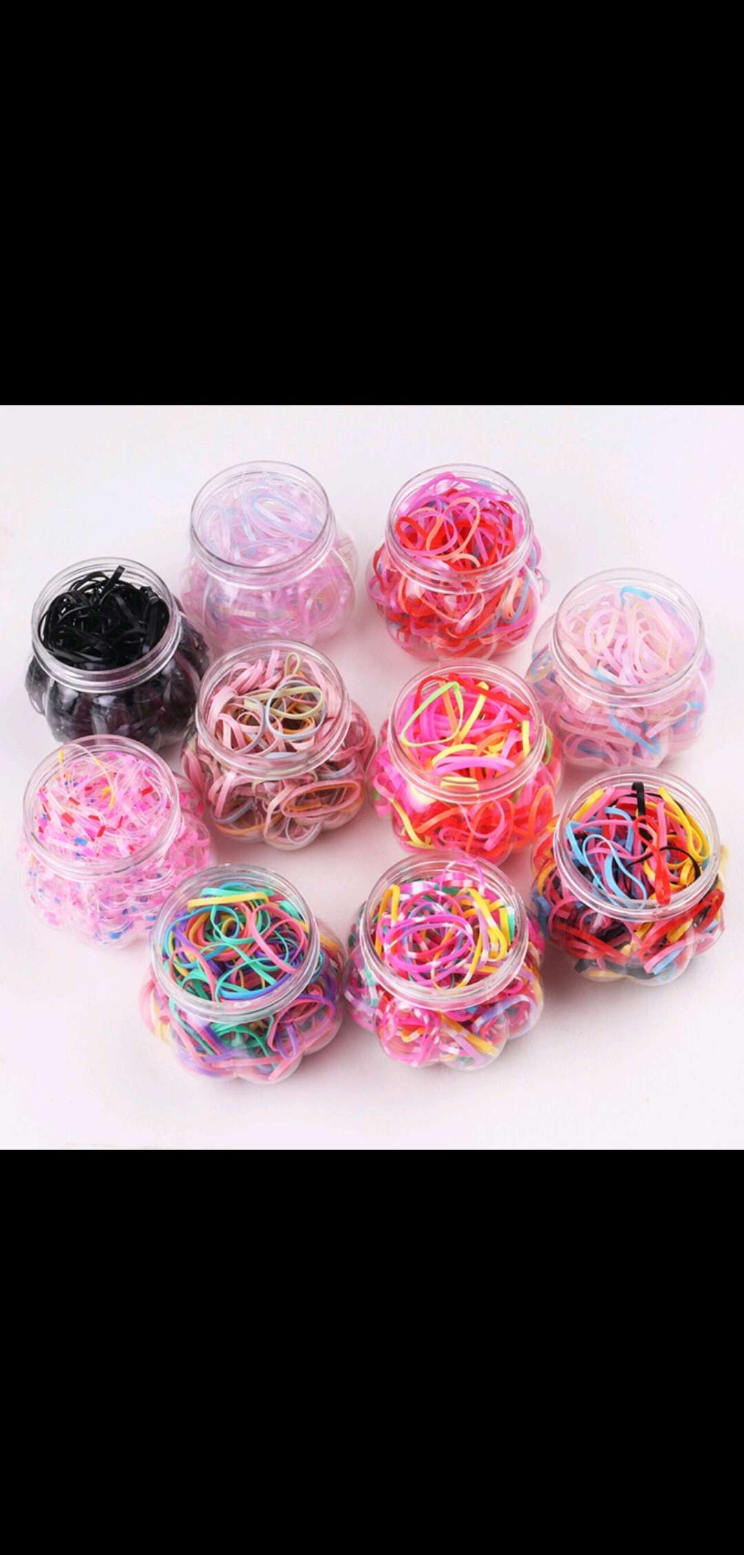Disposable rubber bands, children's hair bands, hair accessories, pumpkin bottles, rubber bands, colored glue, two-yuan store quality recommendation mixed batch package Item Picture