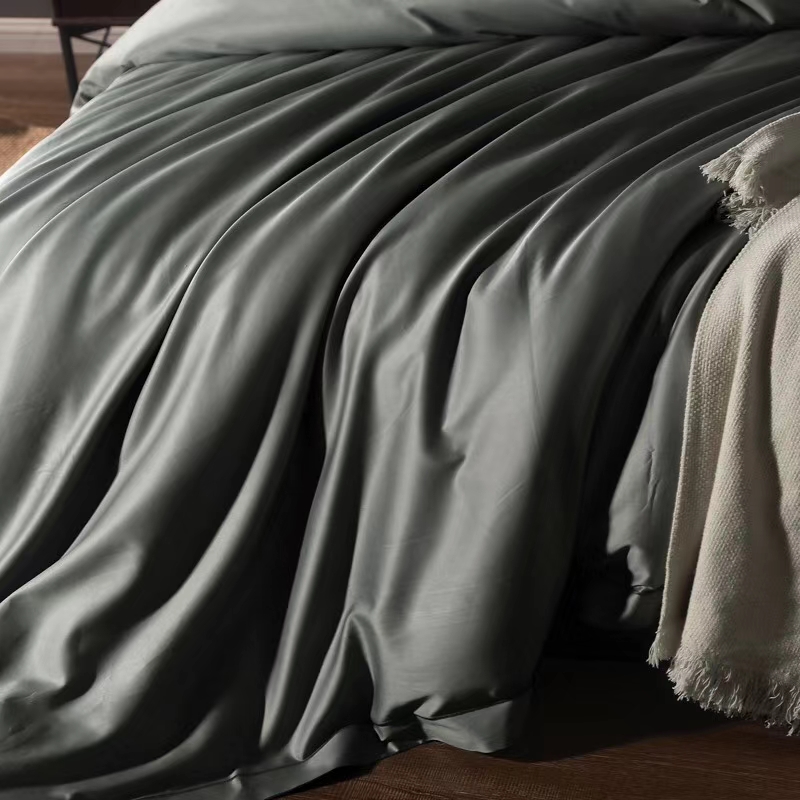 纯棉高精密80支长绒棉四件套锦缎丝滑纯色床上用品产品图