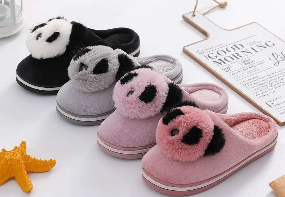 Home panda head cotton slippers