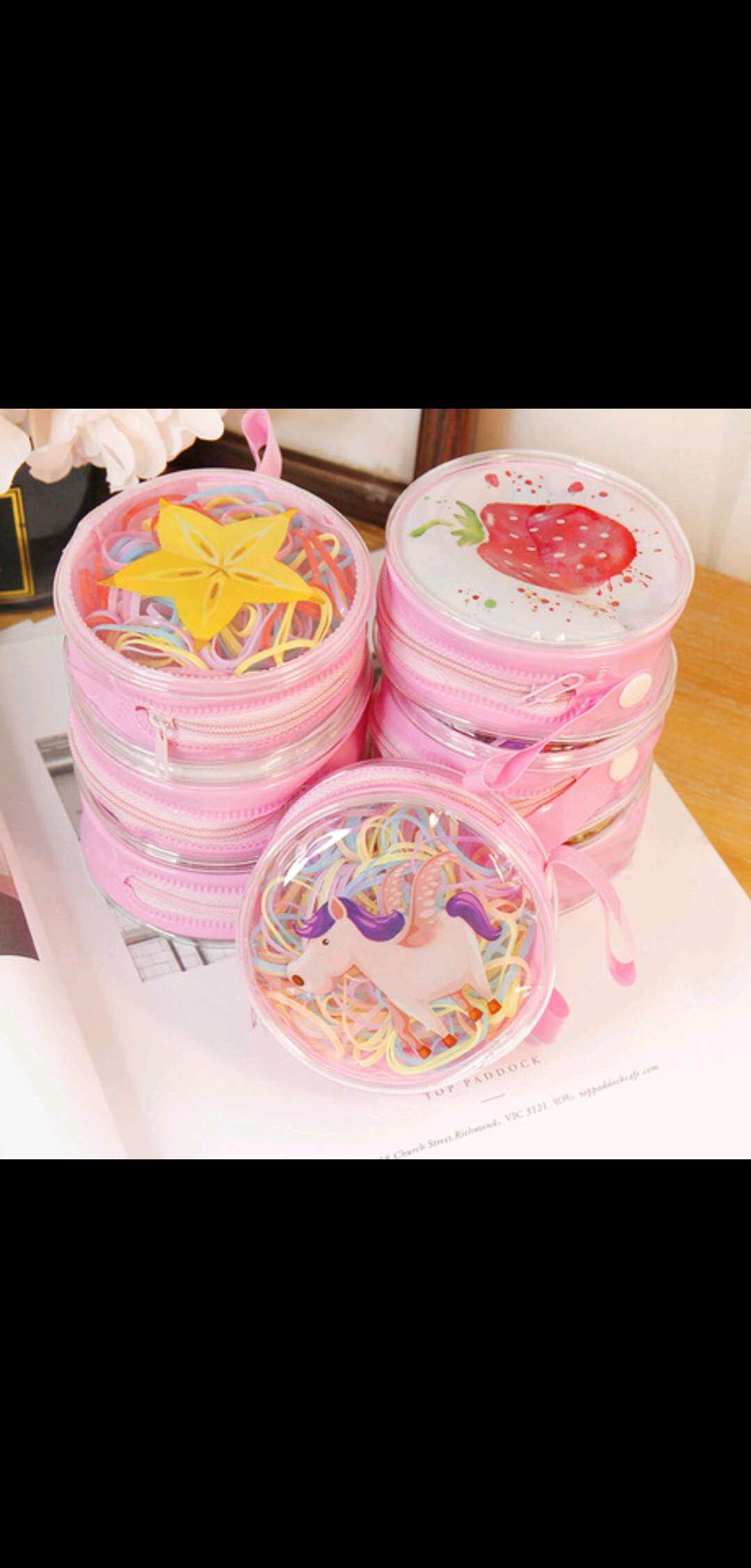Korean version children's rubber band, cute disposable zipper rubber band, won't damage the hair of infants and children, transparent bag, base hair band