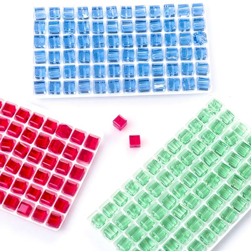 格瑞斯特新款通孔K9方糖玻璃珠 通孔珠 DIY饰品配件手链珠子玻璃扁珠批发详情图6