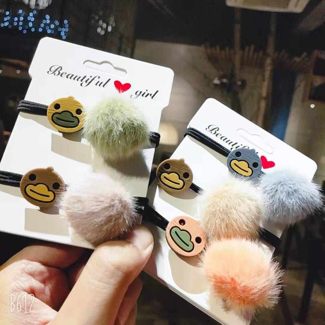 Korean version of fashionable girl's trend fur ball duck rubber band thumbnail