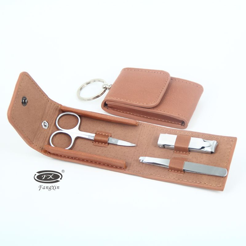芳信牌折叠款指甲套包指甲剪工具套装不锈钢品质便携式3件套