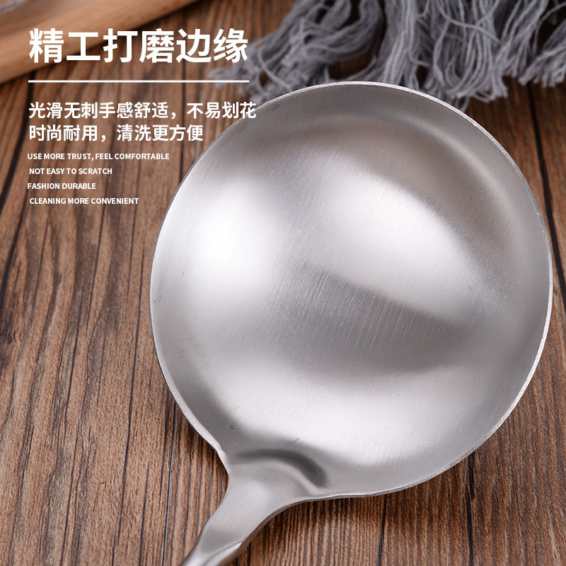 201 stainless steel cooking set, household kitchenware spoon and spatula four-piece set, hotel heat-resistant wooden handle spatula and soup spoon wholesale Item Picture