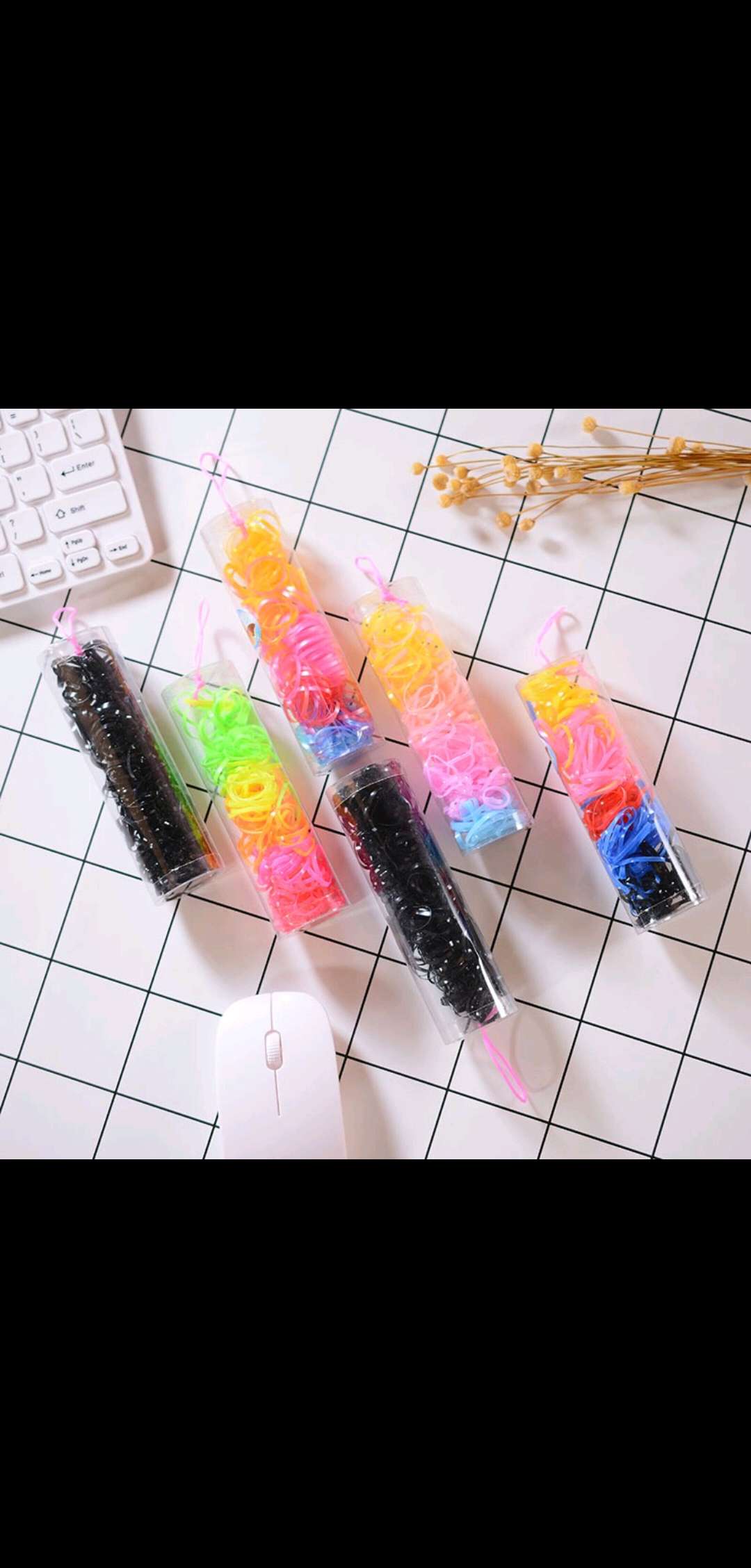 Disposable rubber band, large tube, candy-colored children's multi-color rubber band, hair band, middle tube, hair accessory ht undefined