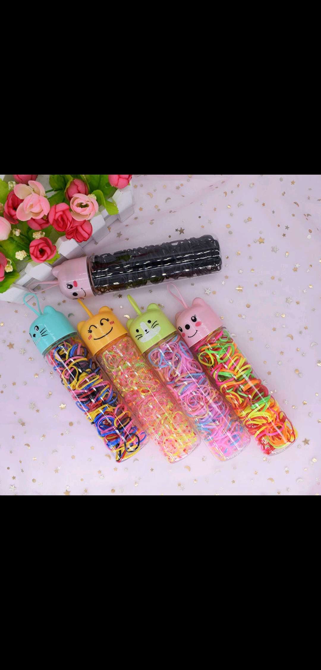 Korean version children's disposable rubber band, unbreakable bottle, little cat, colorful high-elasticity girl headband, hair tie and hair accessory