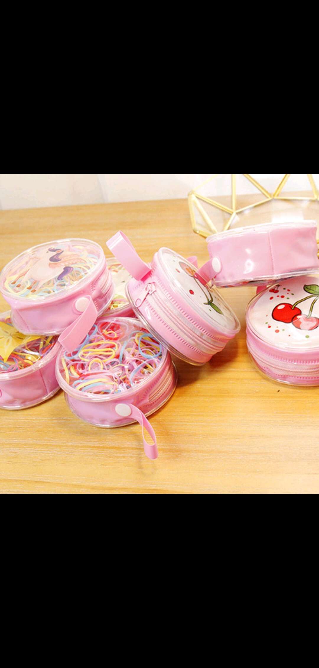 Korean version children's rubber band, cute disposable zipper rubber band, won't damage the hair of infants and children, transparent bag, base hair band Item Picture