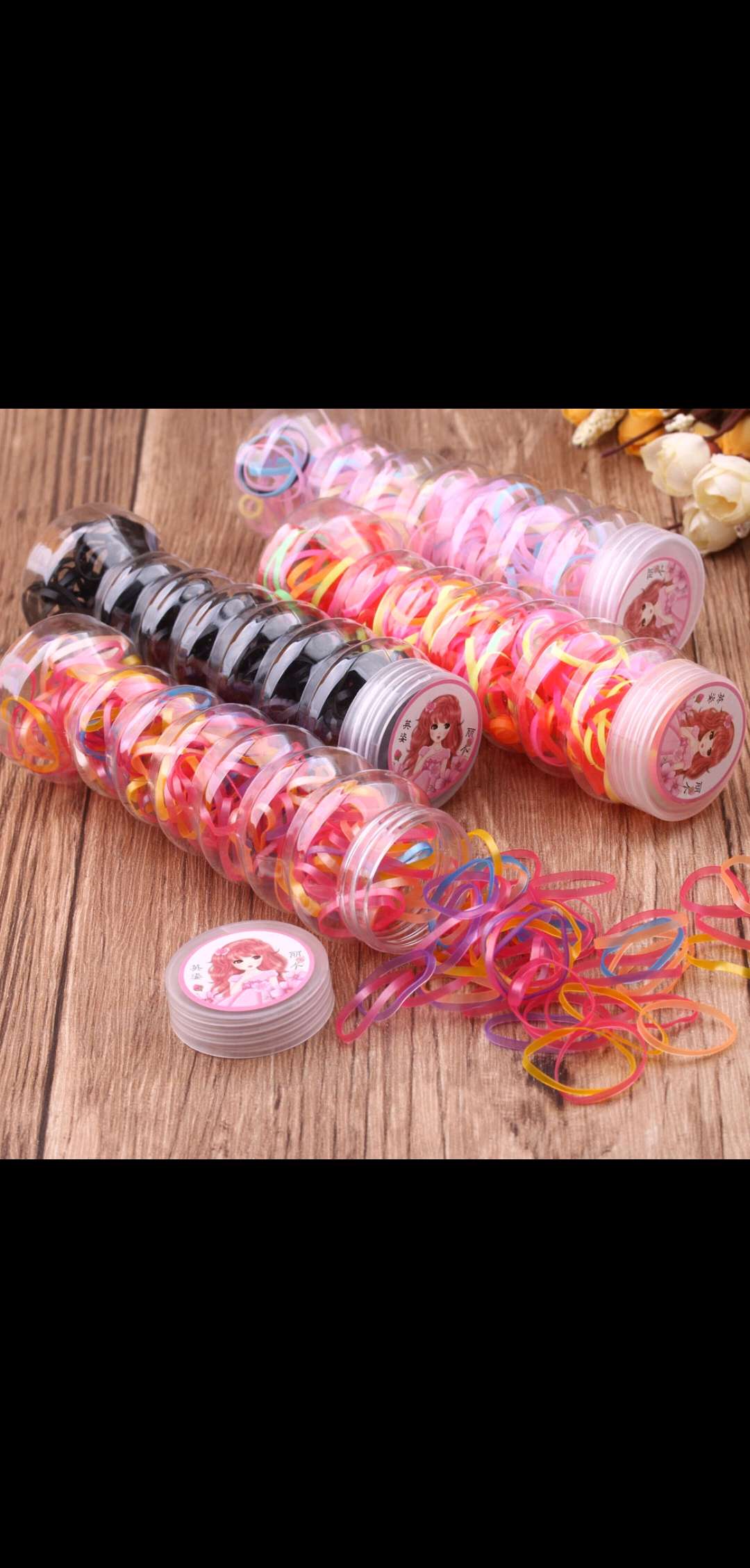 Cute portable canned disposable rubber band women's hair tie, ins Korean version hair tie, colorful children's braided hair tie Application Scenario