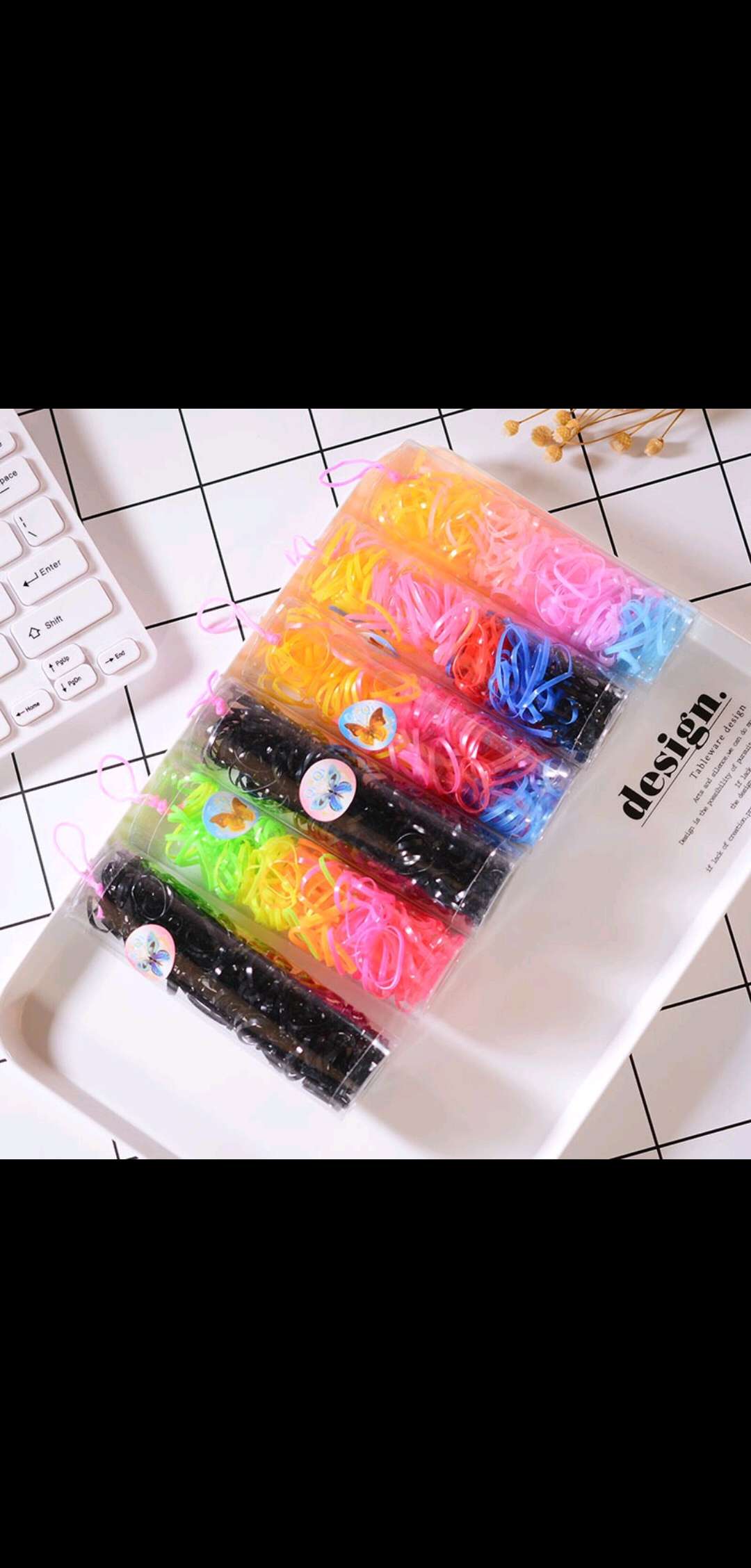 Disposable rubber band, large tube, candy-colored children's multi-color rubber band, hair band, middle tube, hair accessory ht details Picture