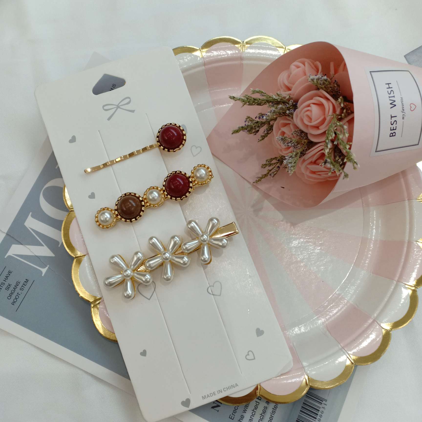 Hairpin female South Korean net red pearl edge clip hairpin South Korean version of simple wind headwear adult student bangs clip thumbnail
