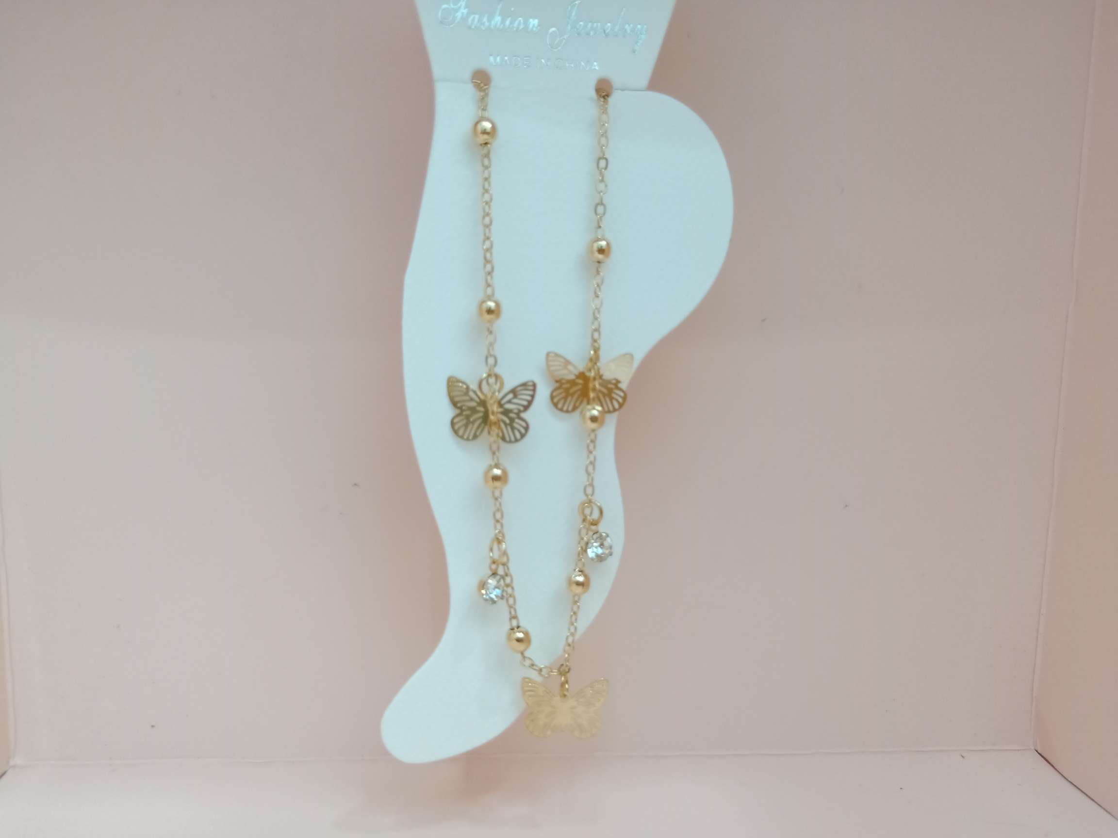 夹球链电脑片蝴蝶水钻脚链