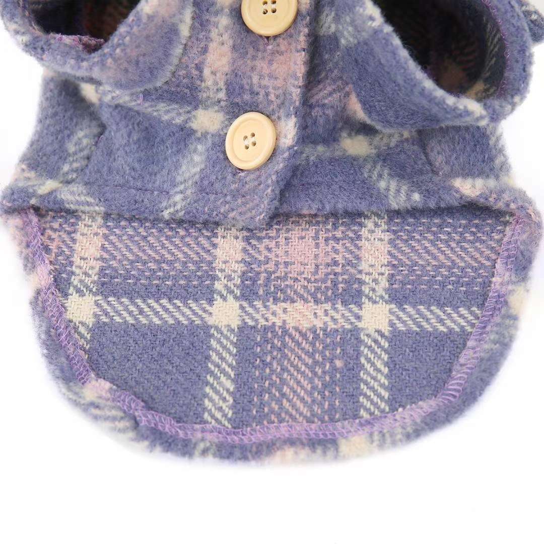 秋冬季节宠物宝宝格子衫，四脚萌萌哒狗狗衣服详情图7