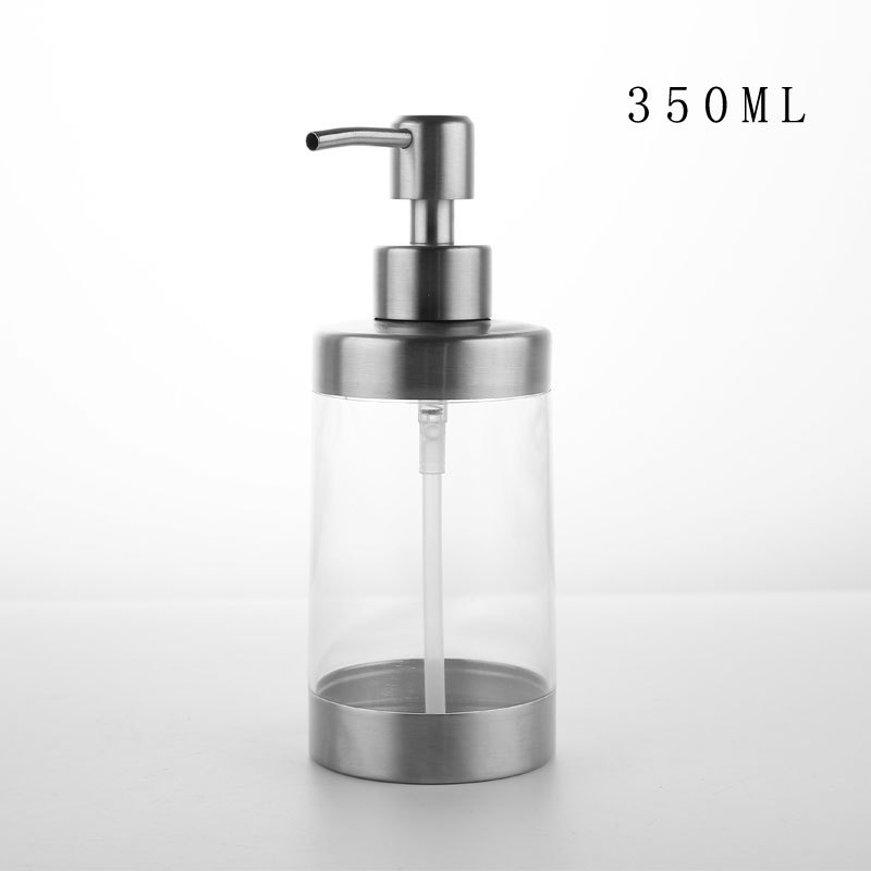 304不锈钢皂液器创意亚克力乳液瓶手动透明按压式洗手液瓶350ml