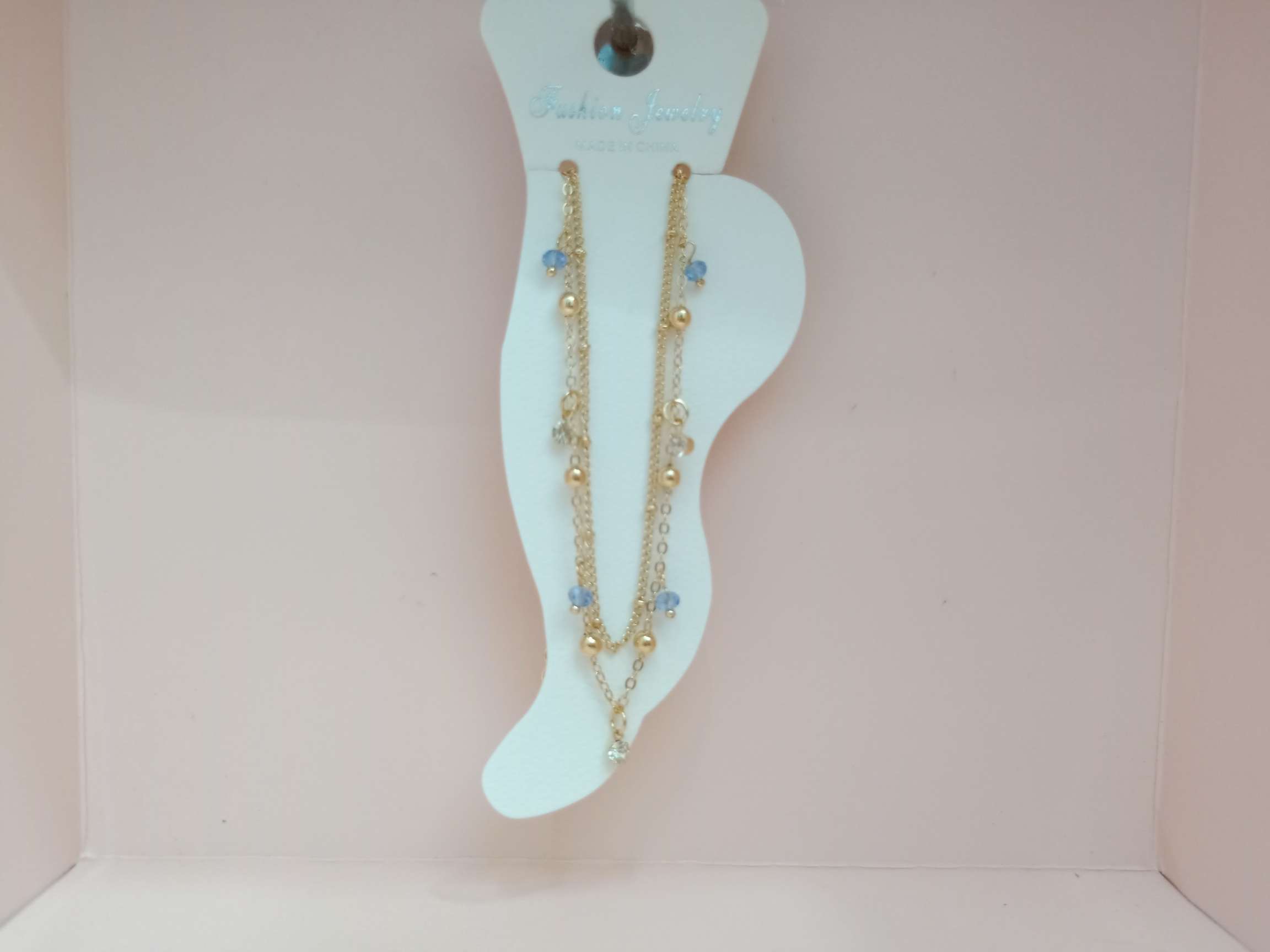 水晶珠水钻双链脚链