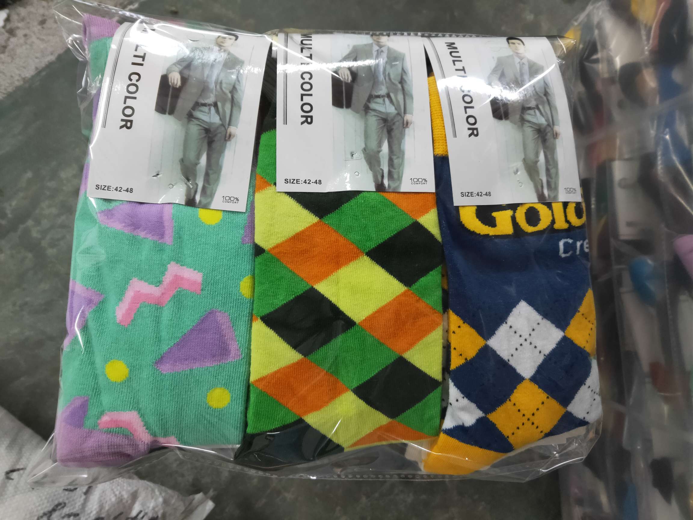Flower-patterned all-cotton men's socks for export