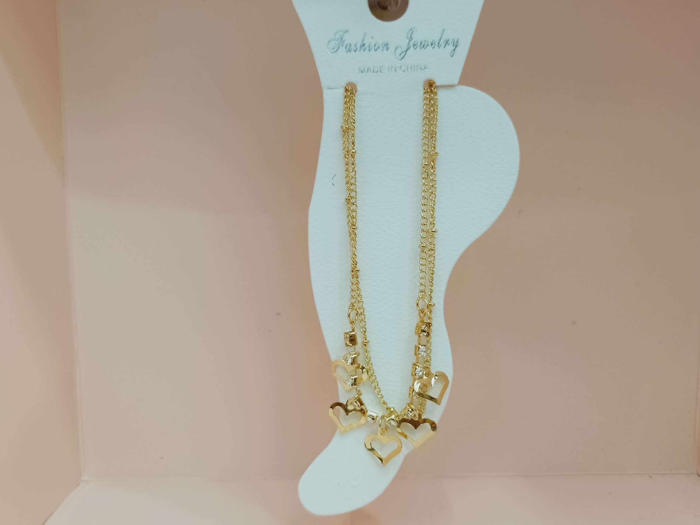 5个电脑片桃心钻链双链脚链图