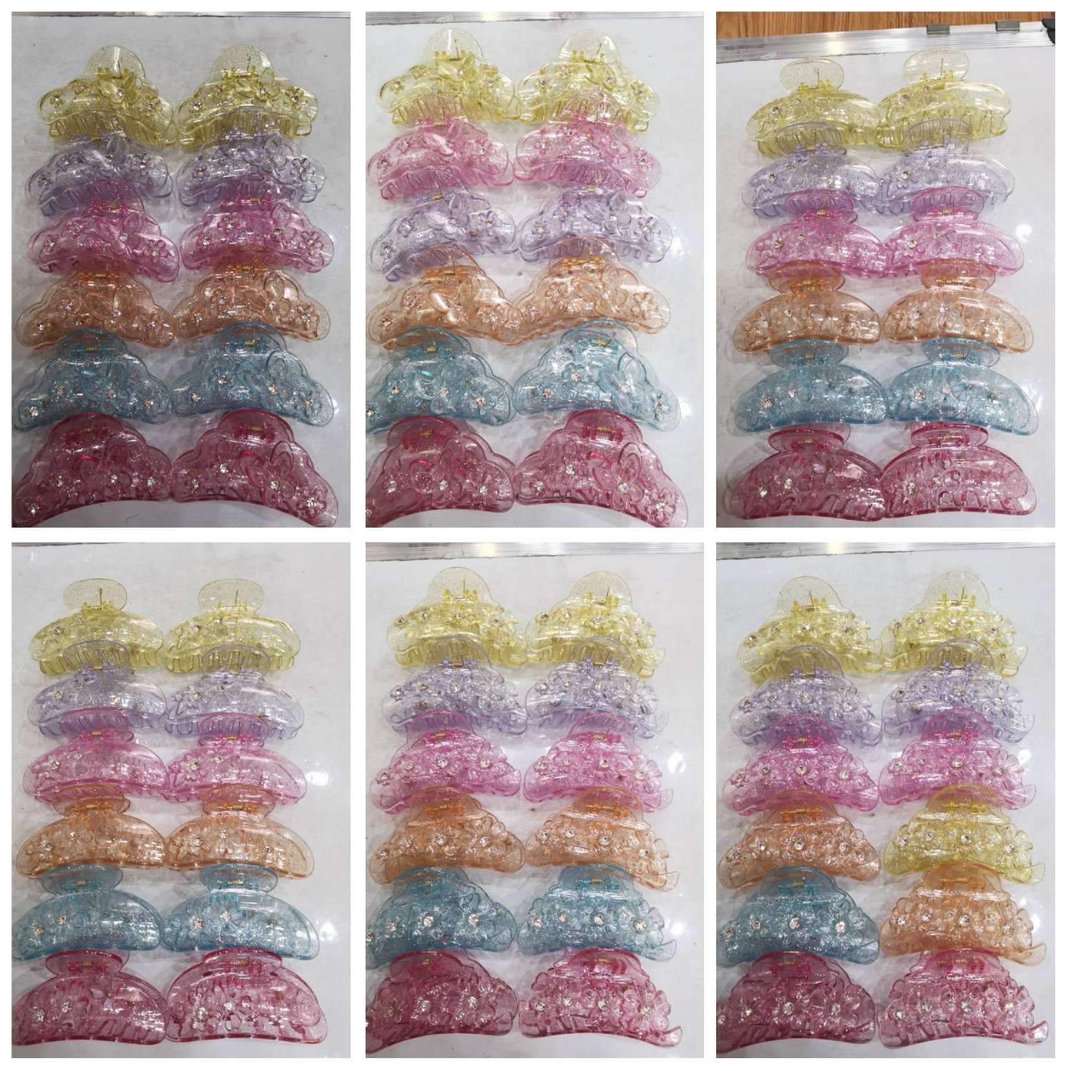 7 types of transparent scallion powder with rhinestones