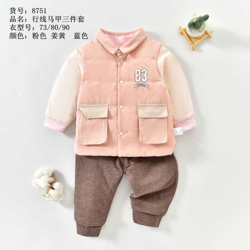 初生婴儿马甲三件套，全棉套装细节图