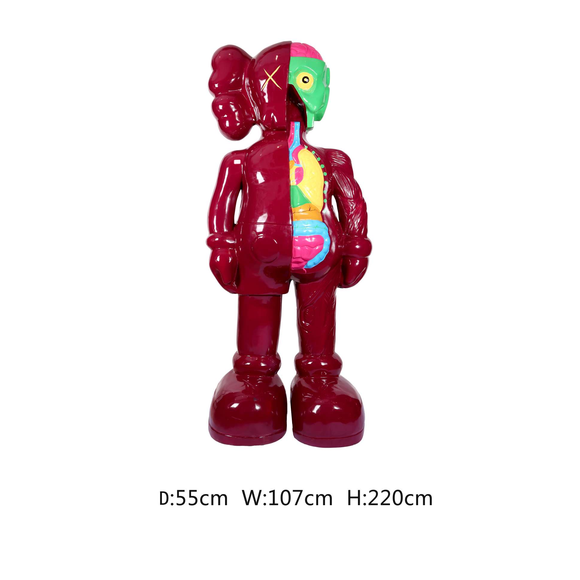 The semi-anatomical figurine of the trendy fiberglass sculpture art is a large decorative item for the decoration of the milk tea shop. The height is 220*107*55
