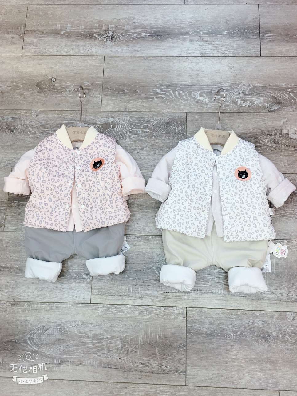 初生婴儿夹衣三件套，豹纹套装