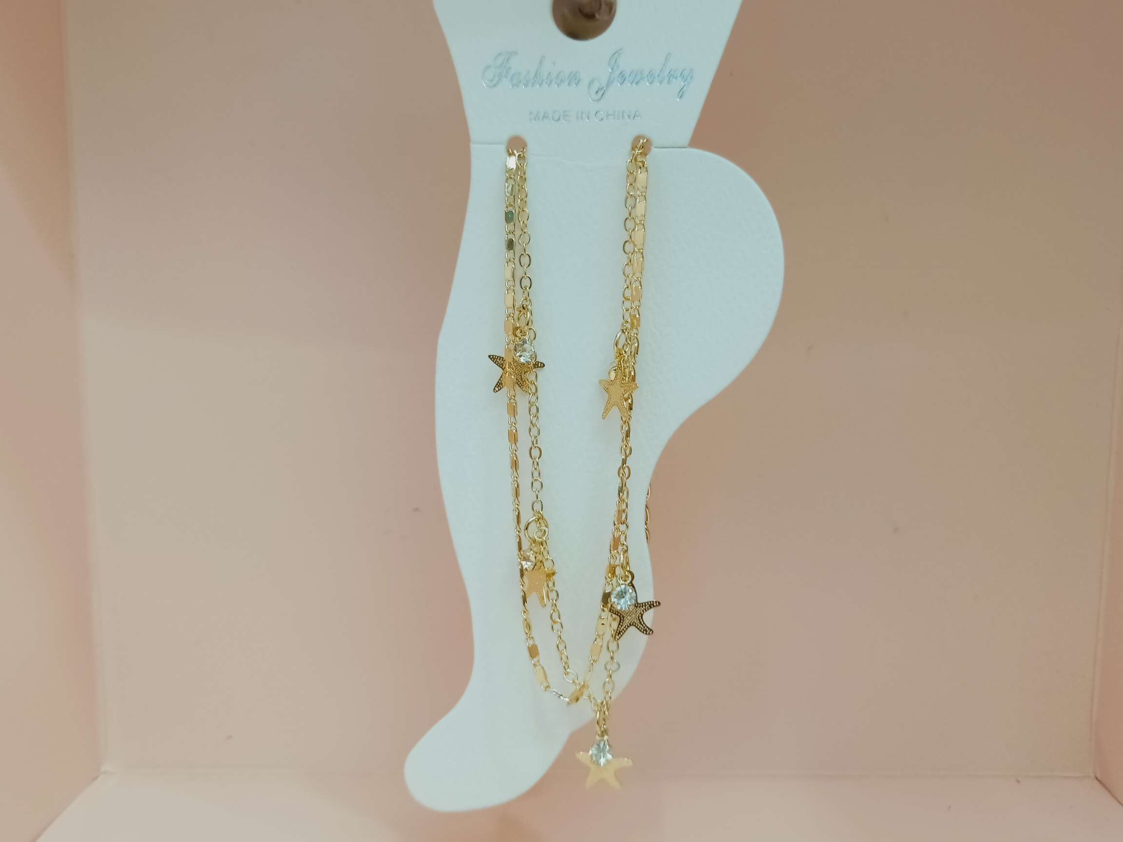 万字链电脑片海星水钻双链脚链图