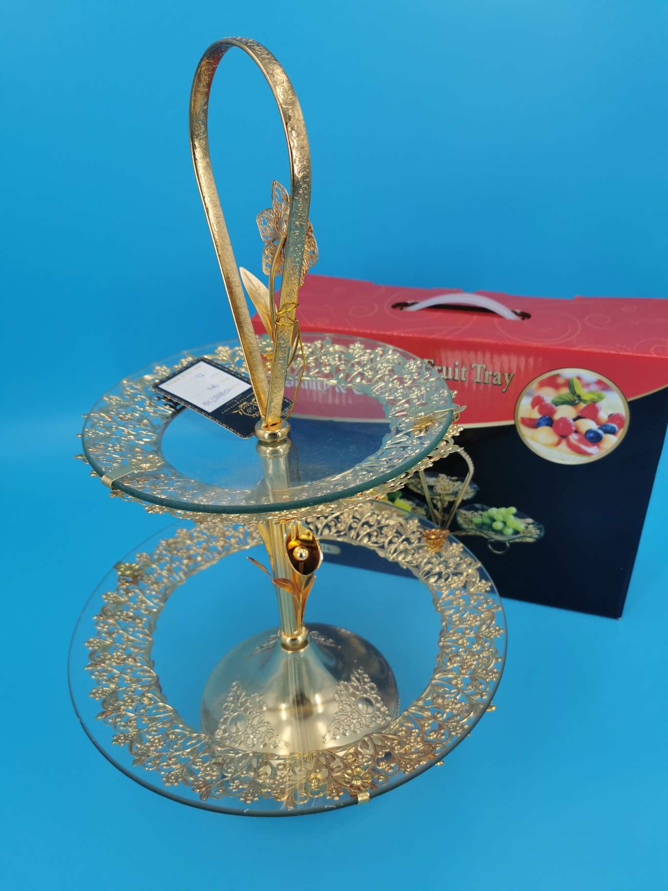 Factory direct sales and wholesale of 2022 new style ironwork and glass craft fruit platters details Picture