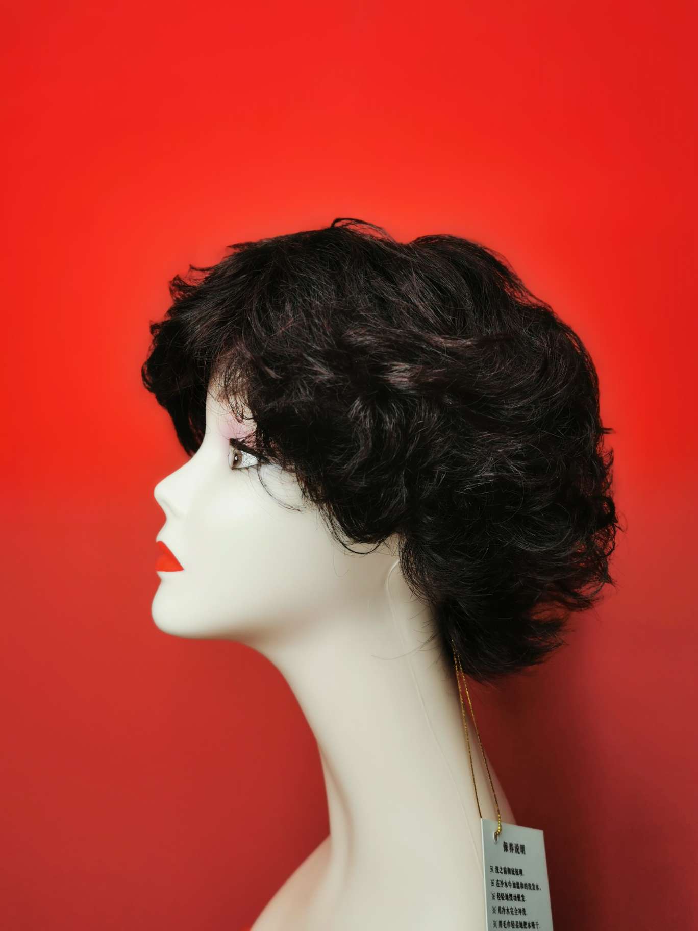 100% hand-knitted real hair, ladies' headwear, upturned mom style Specification image