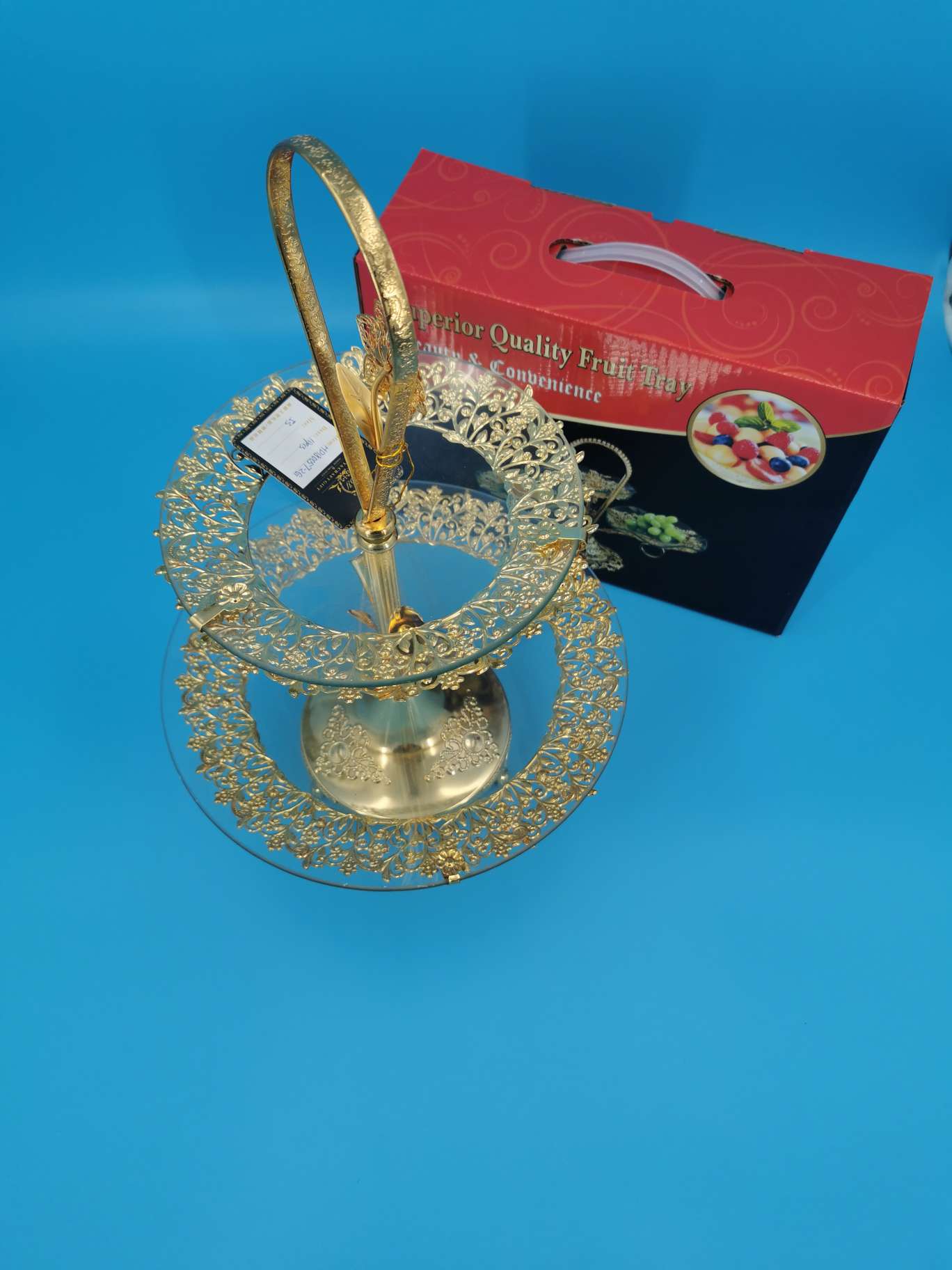 Factory direct sales and wholesale of 2022 new style ironwork and glass craft fruit platters Specification image