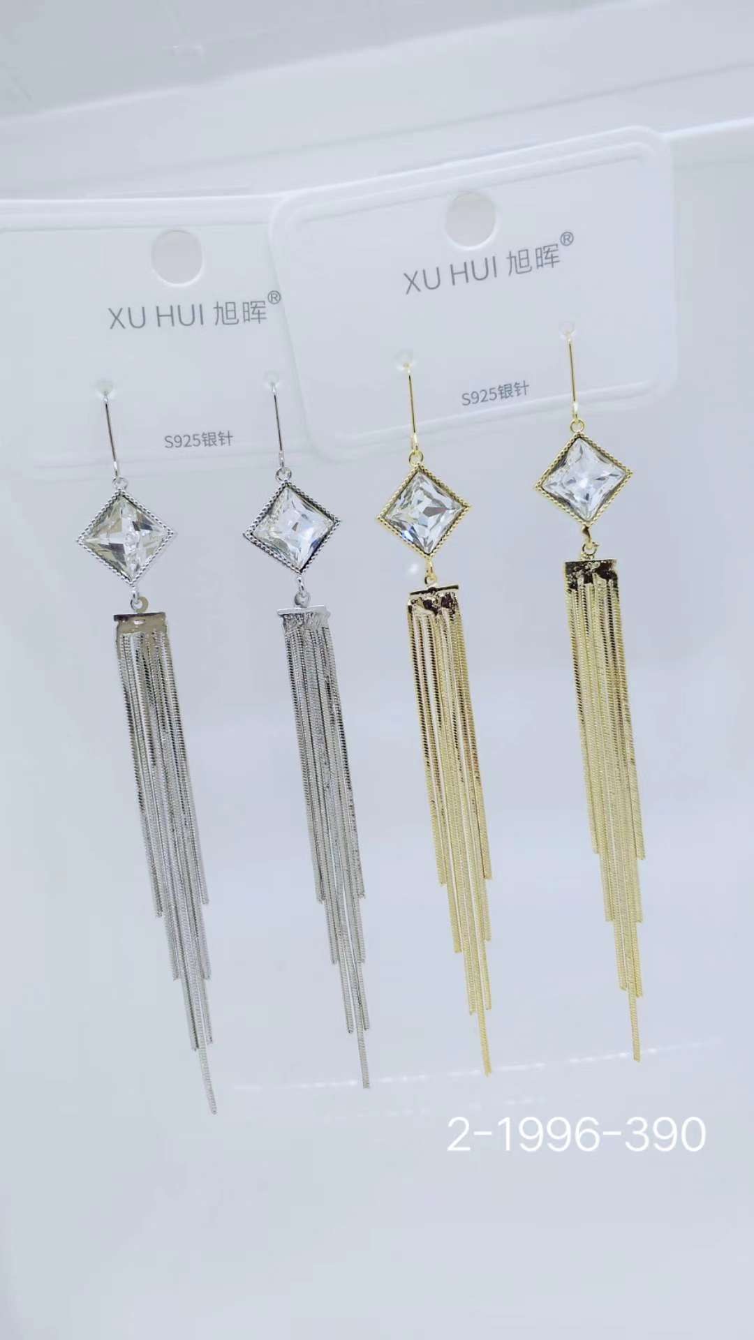 Tassel long thin Shi Shi crystal fish hook earrings Xu jewelry manufacturers direct sales