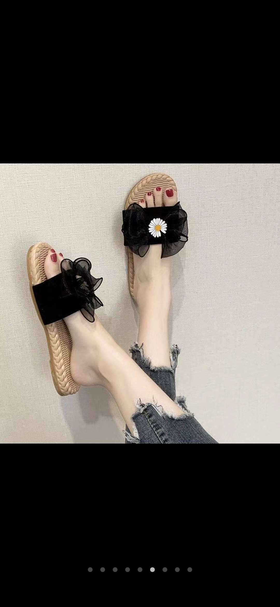 Small chrysanthemum linen slippers Specification image