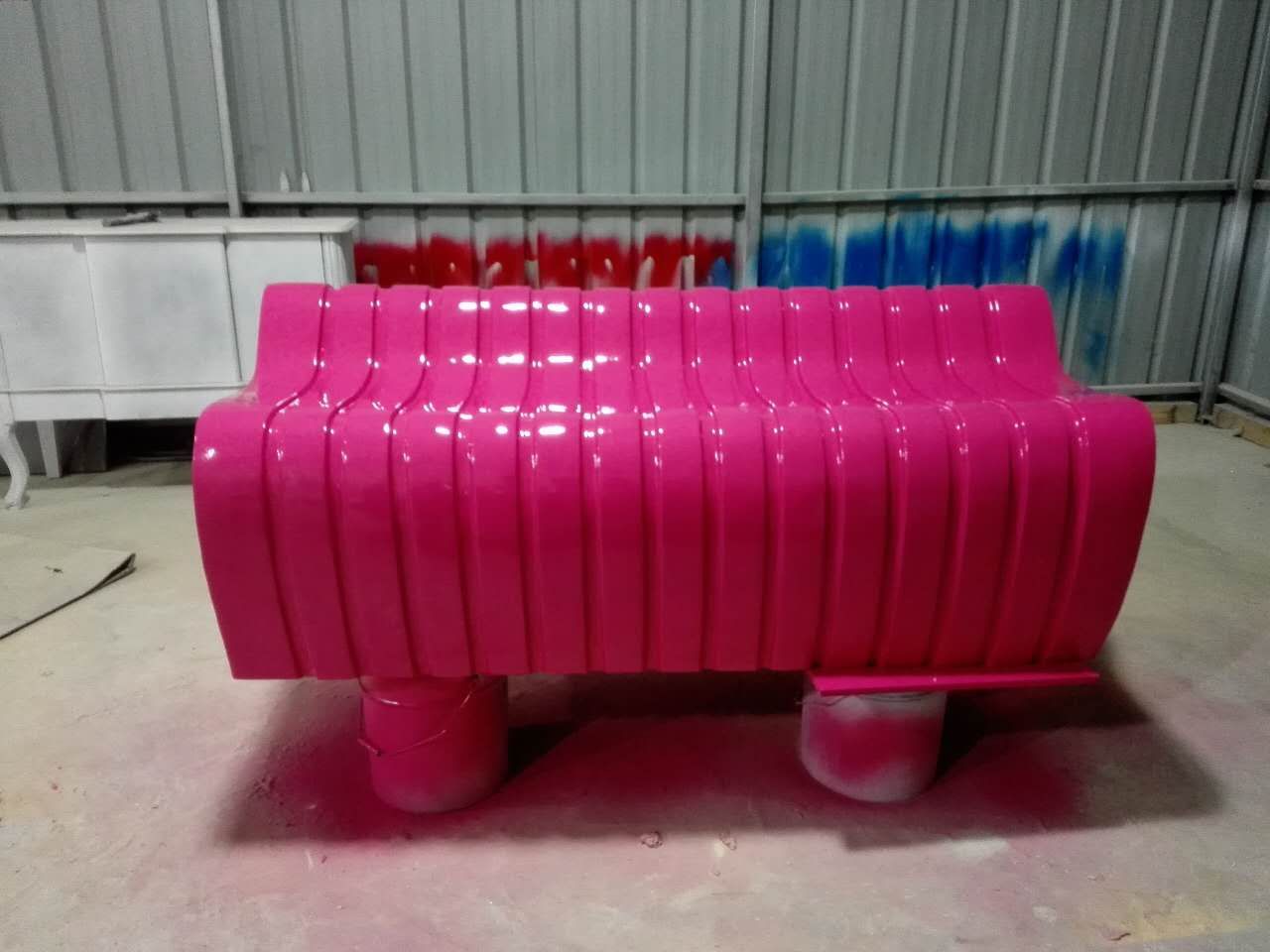 玻璃钢靠背坐凳条纹休闲多人座椅商业街商场公共区域等候休息椅子户外椅长157*60*60详情图6