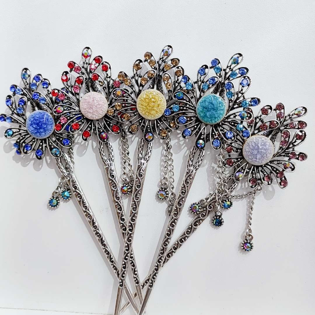 Complex classical alloy hair zanzi ancient style fairy hanfu heirloom ethnic minorities set archaize full drill step shake tassel thumbnail