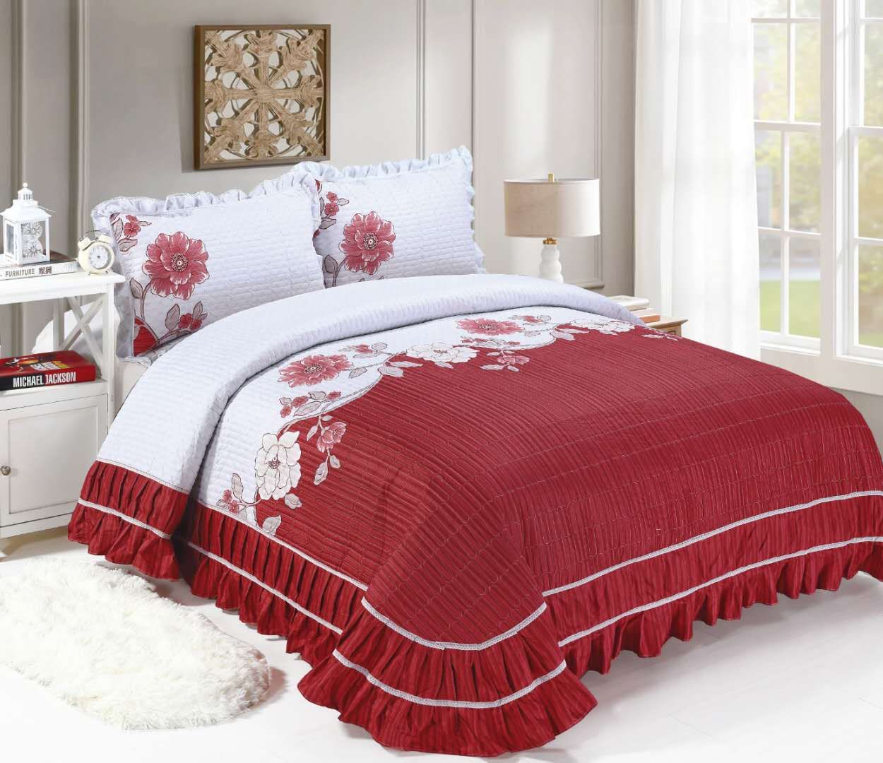 Exotic 3-Piece Bedding Set 4-Piece Bedding Set With Large Flowers details Picture