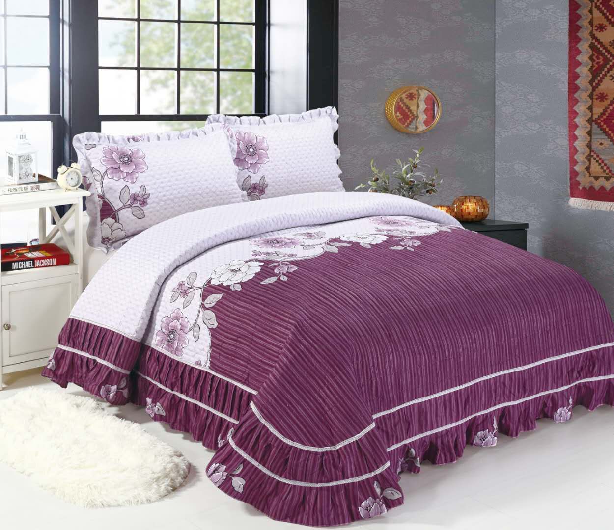 Exotic 3-Piece Bedding Set 4-Piece Bedding Set With Large Flowers Specification drawing