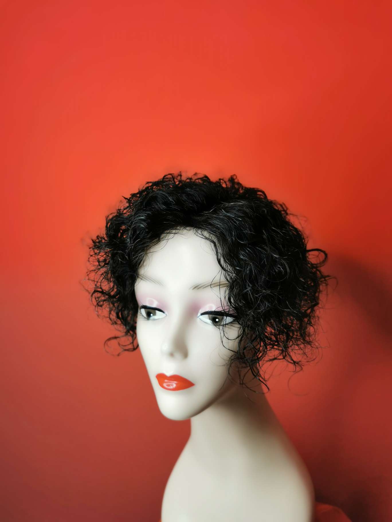 100% hand-knitted real person hair, ladies' hair blocks, curly style details Picture